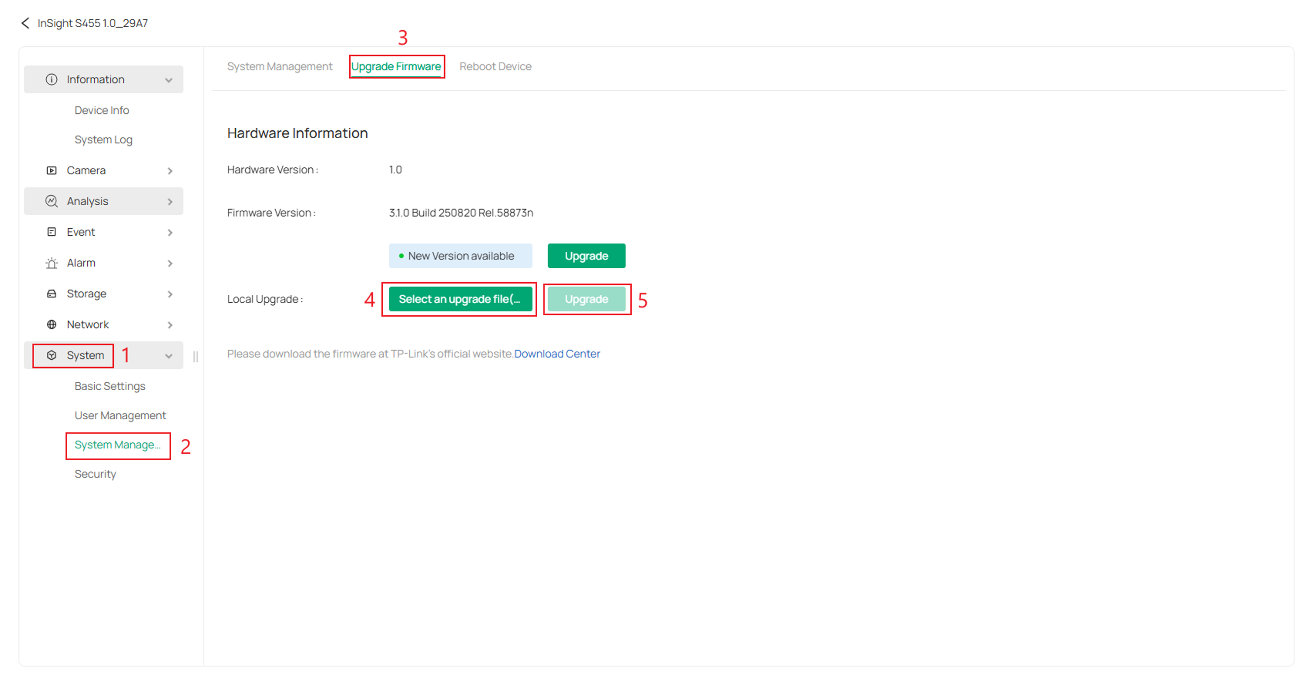 Upload the firmware file and upgrade the device on VMS Cloud.