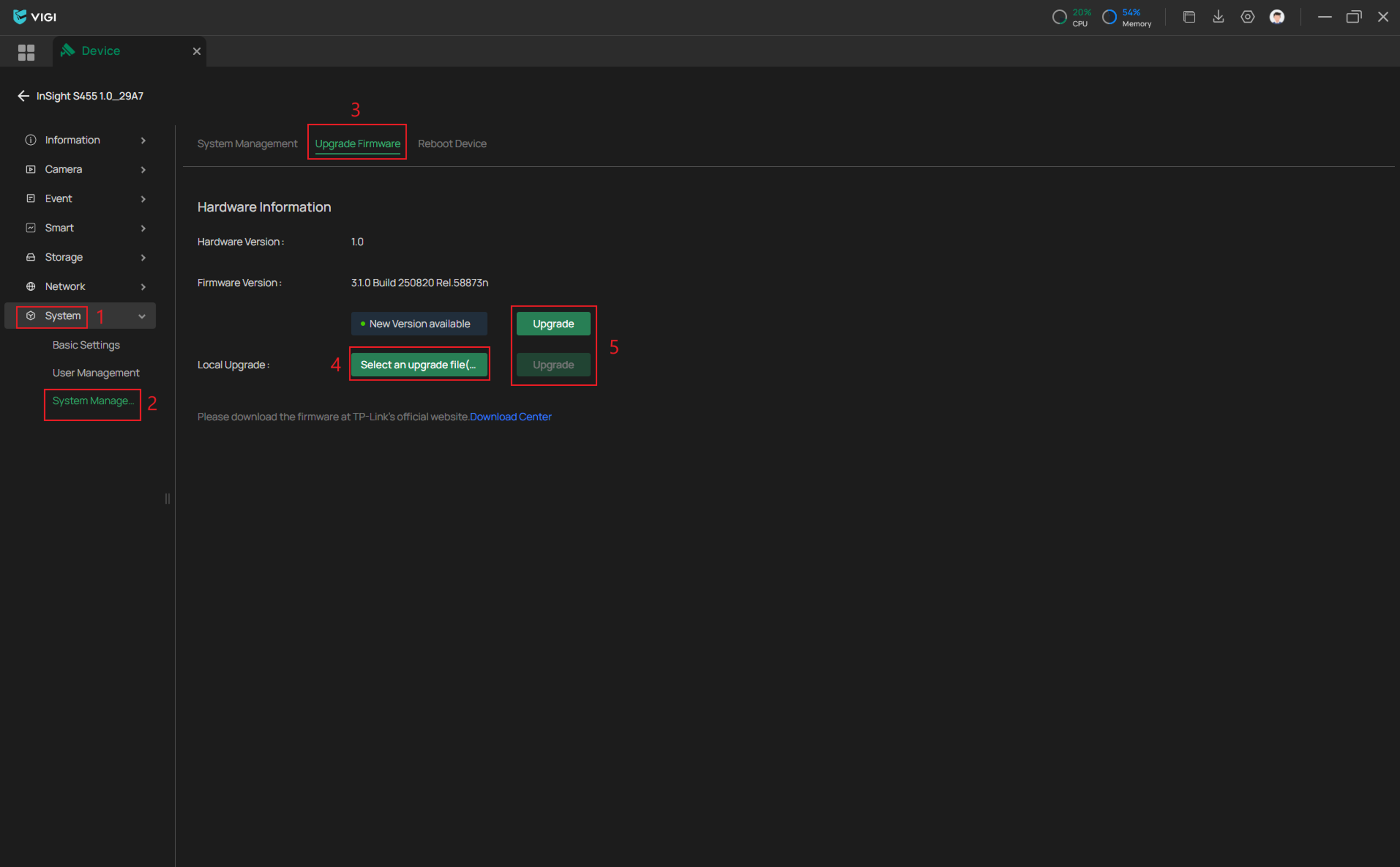 Upgrading the firmware of the IPC through the PC Client.