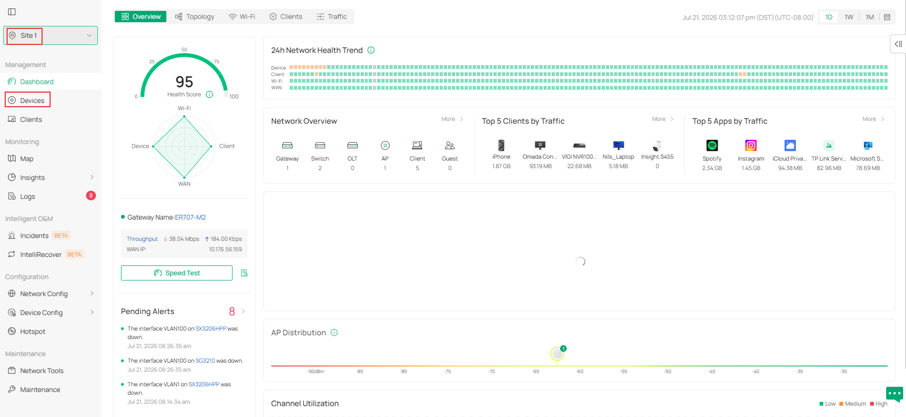 Navigate to the Device list of the controller.