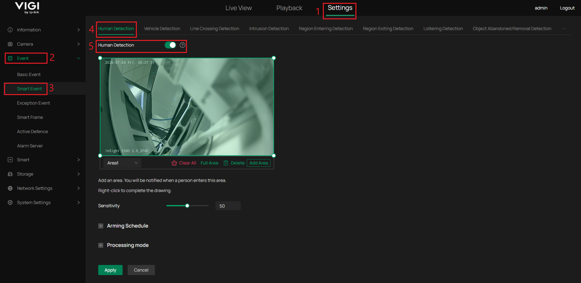 Enable human detection.