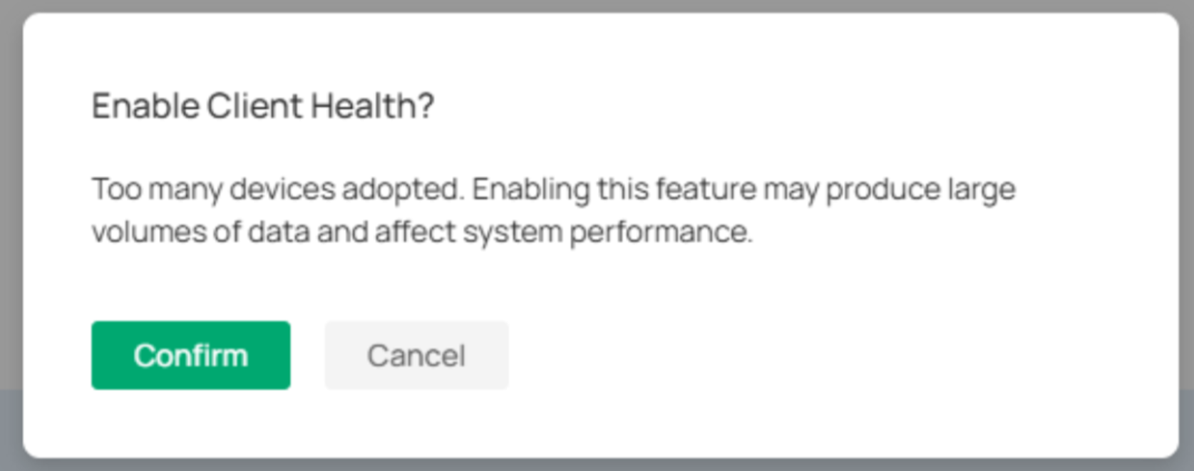 The Controller's confirmation window showing that enabling the feature may affect performance.
