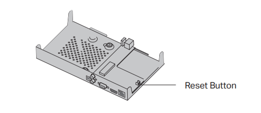 VIGI NVR internal diagram showing the Reset button location.