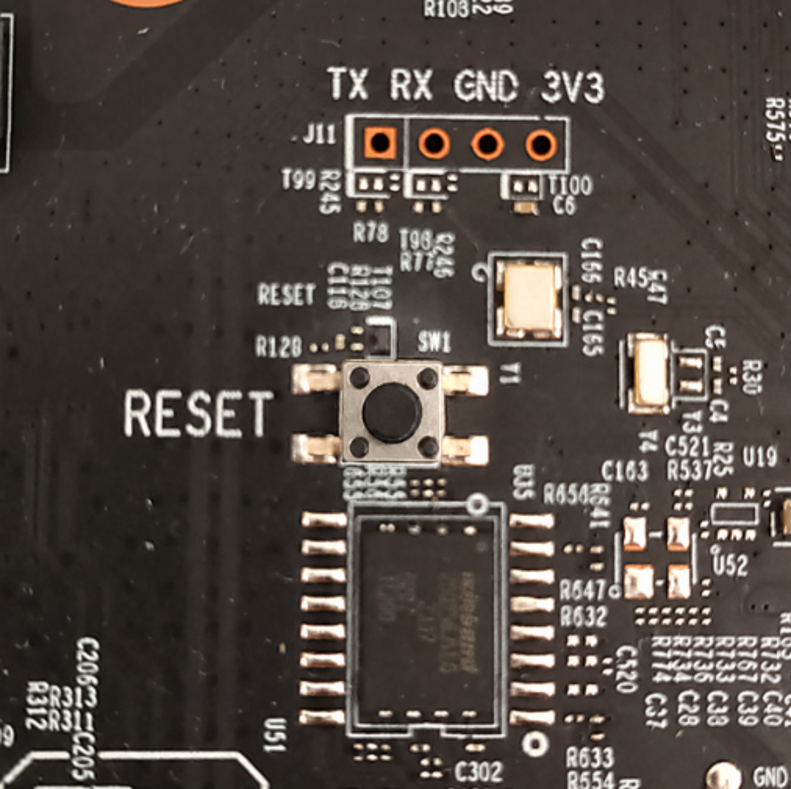 VIGI NVR motherboard showing the RESET button location.