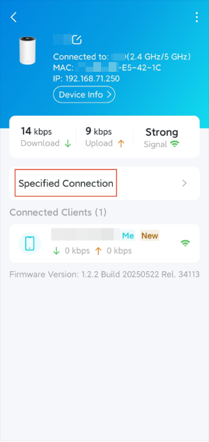 The Specified Connection position on the satellite Deco page.