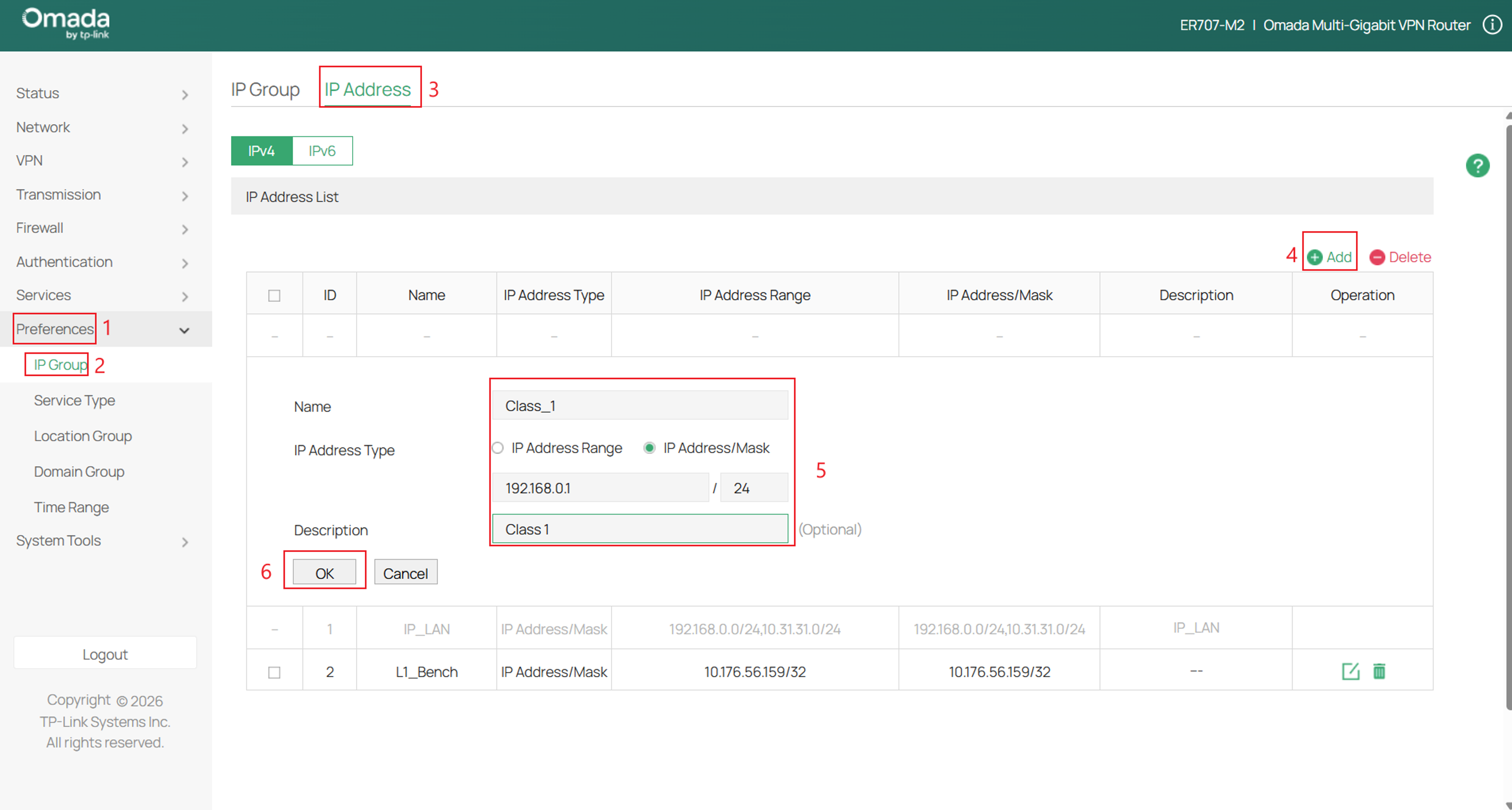 Fill in the parameters for the IP Address.