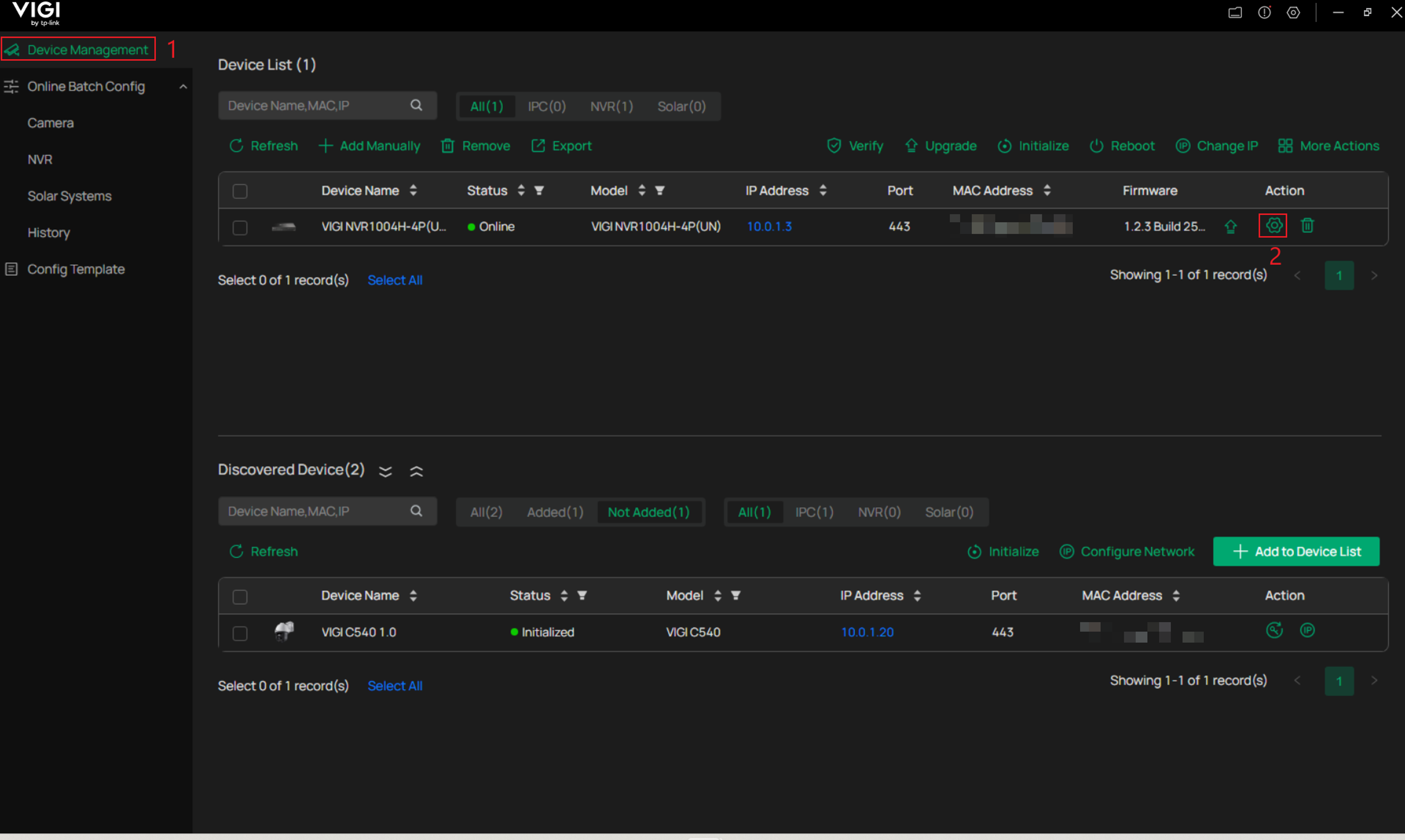Navigate to Edit to go to the NVRs settings.