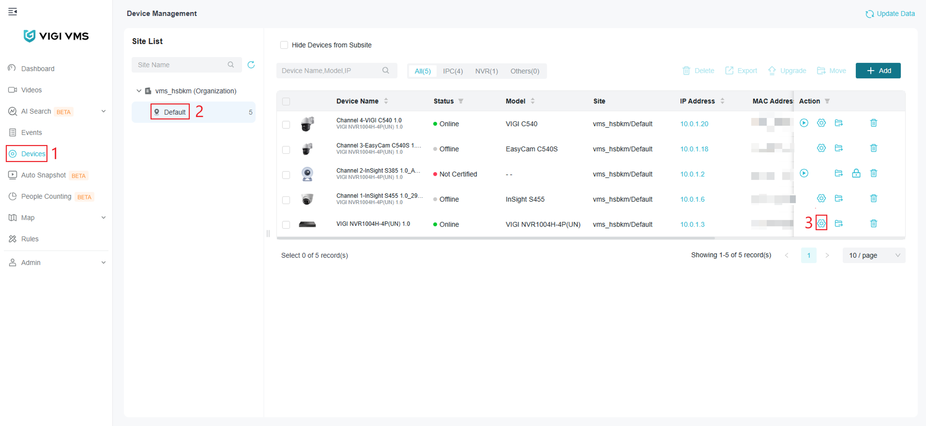 Go to the Settings menu of the NVR by clicking Edit.