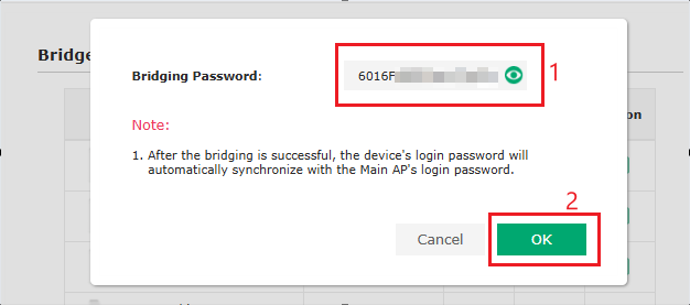 Software interface with a bridge password.