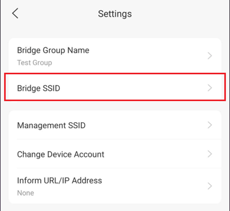 Omada app Bridge SSID settings showing the Bridge password.
