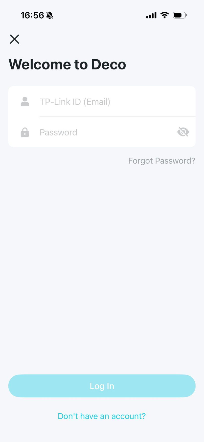 Anmeldung in der Deco-App mit TP-Link ID.