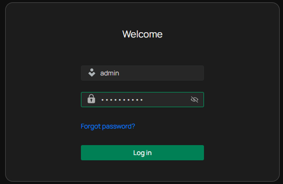 Página de login da interface web da câmera VIGI mostrando os campos de nome de usuário e senha.