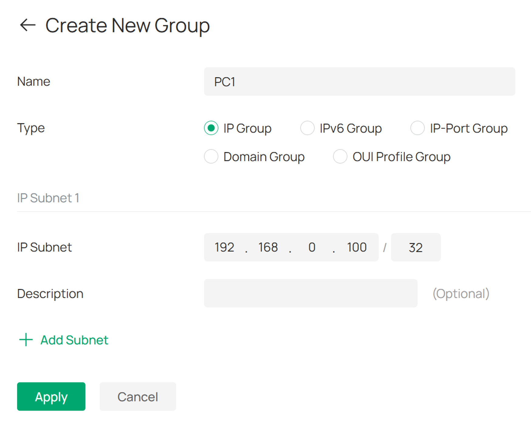Controller mode creating new IP groups.