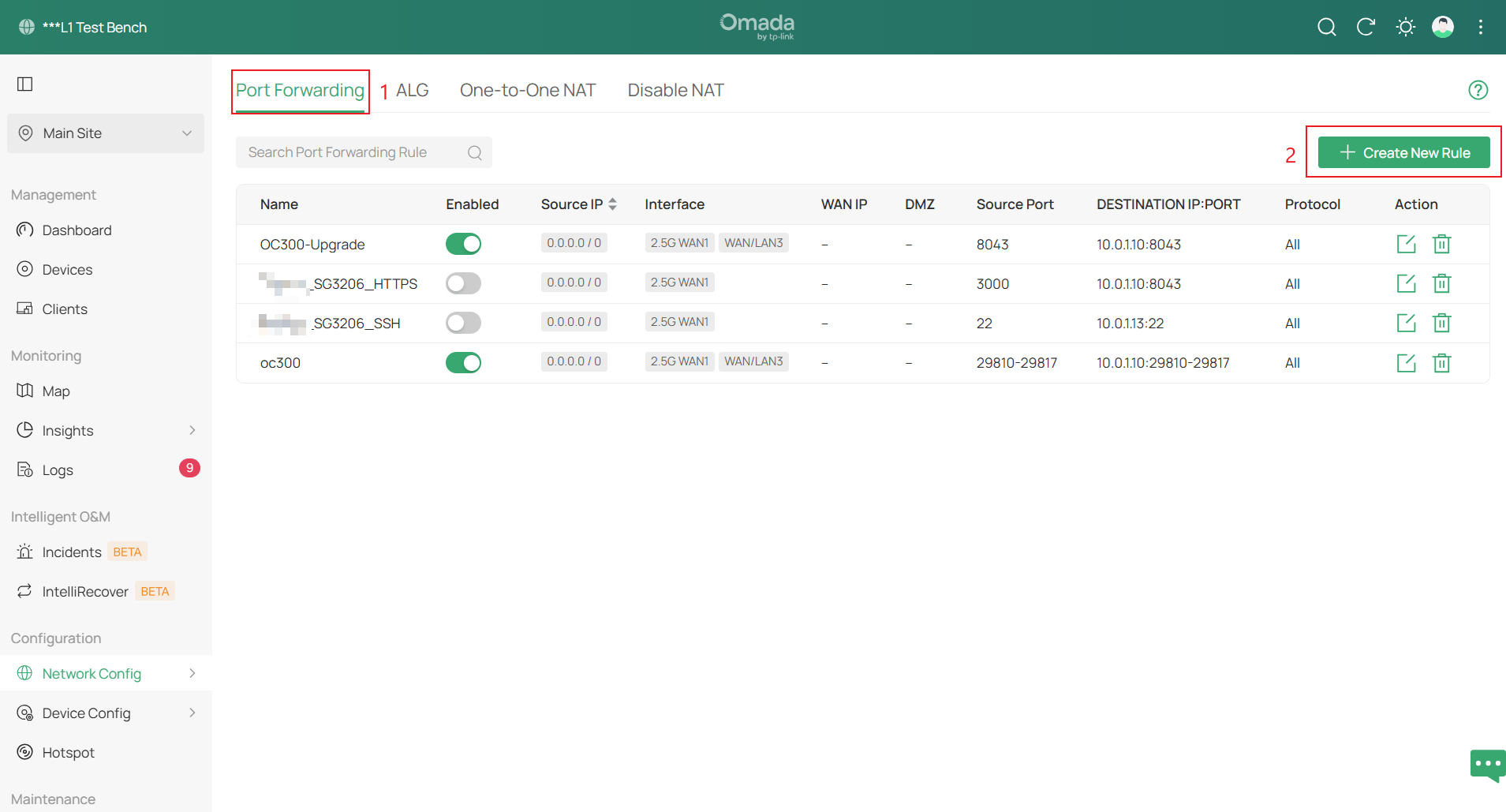 Create a new port forward rule on the Omada Controller.