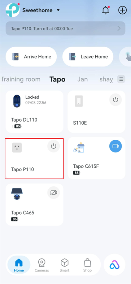 Manage and control your plug via Tapo App.