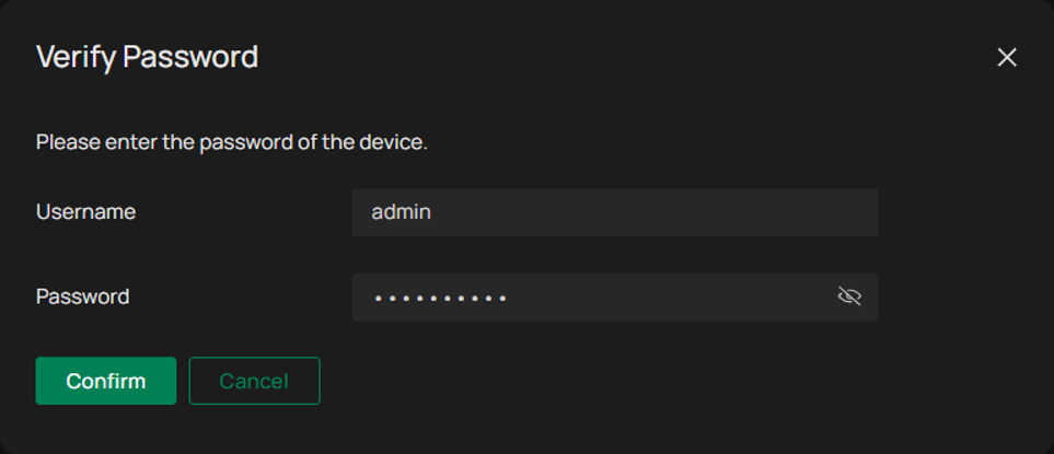 Verify Password page input correct IPC’s password.