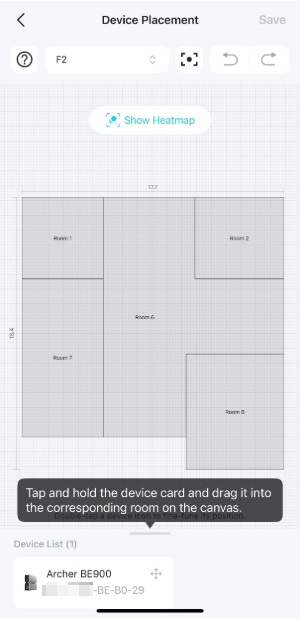 A screenshot of the "Device Placement" screen shows a gray floor plan layout on a gridded canvas alongside instructions for adding a Wi-Fi router.