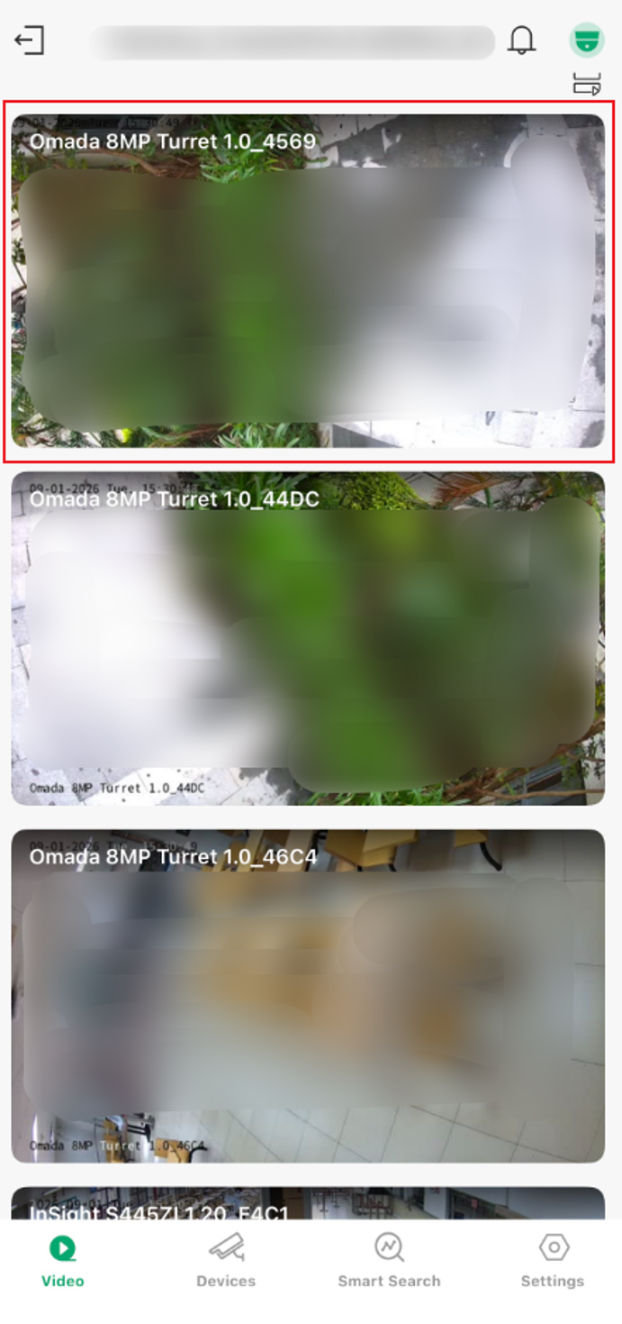 Página de vídeo mostrando o IPC selecionado para reprodução e acesso ao vídeo.