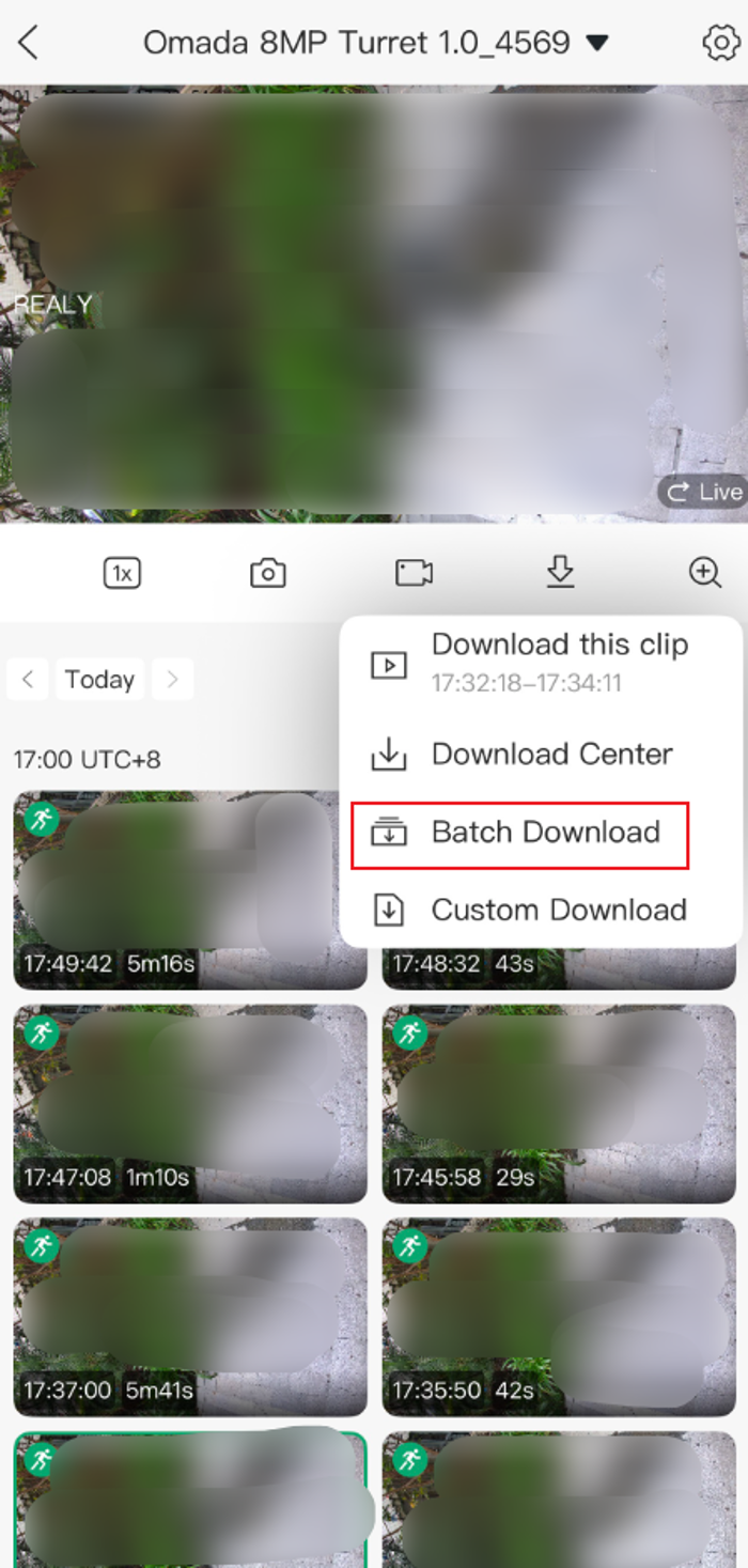 Fluxo de trabalho de download em lote mostrando vários videoclipes selecionados e prontos para download.