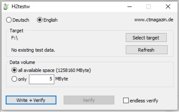 H2testw application showing microSD card capacity verification results