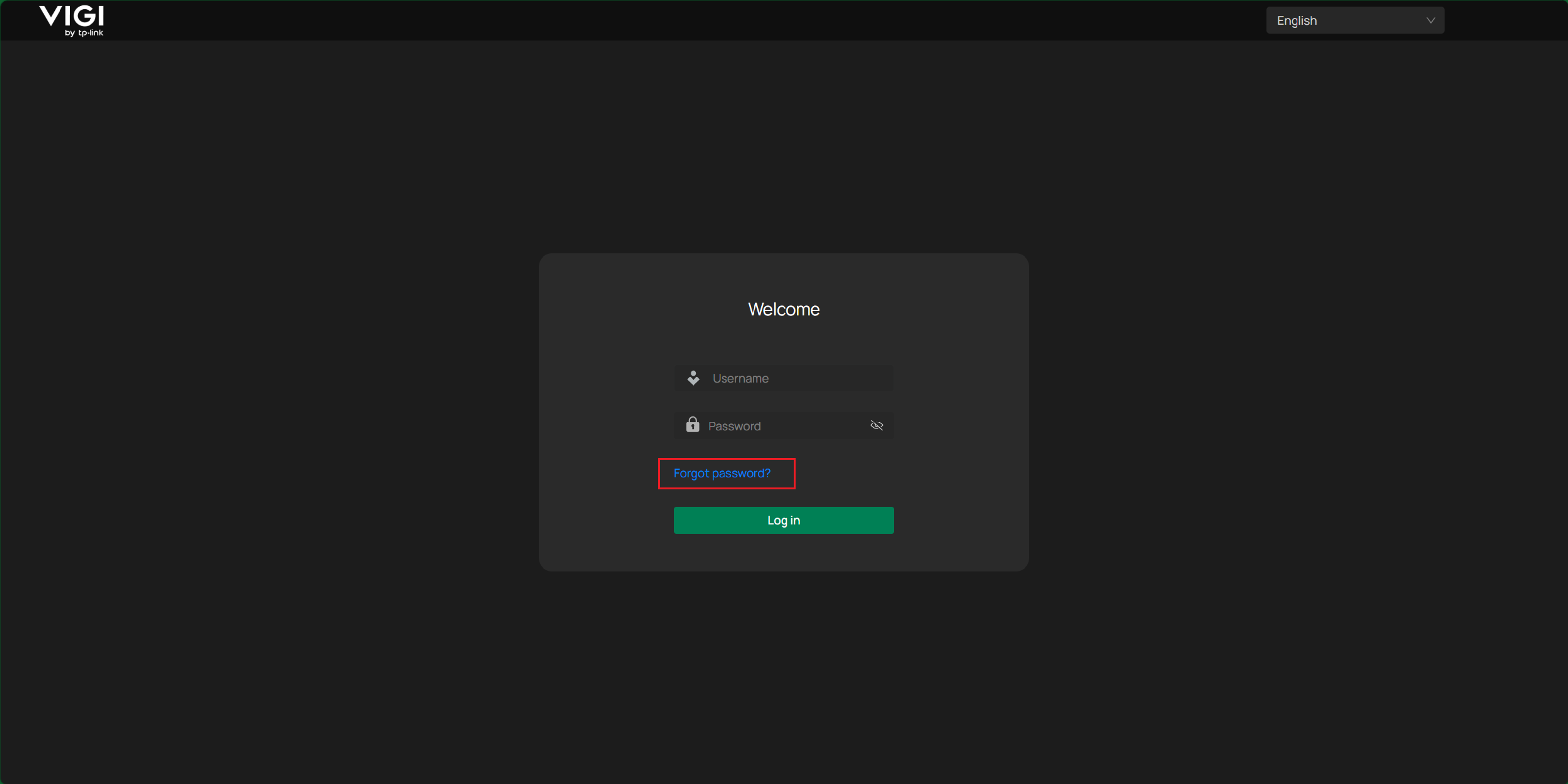 Camera Web interface showing login page with Forgot password button under the account and password blank.