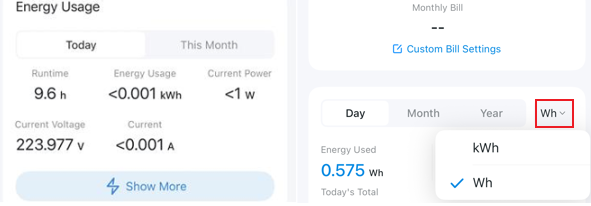 Energy Usage page.