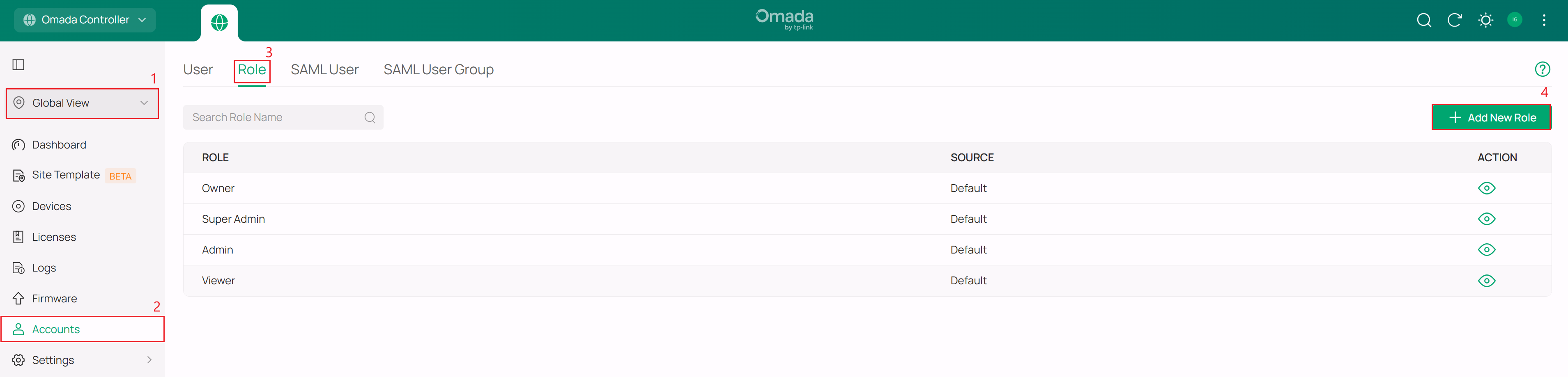 How to create a new account role on Omada Controller