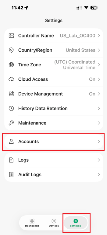 Go to account settings in Global View