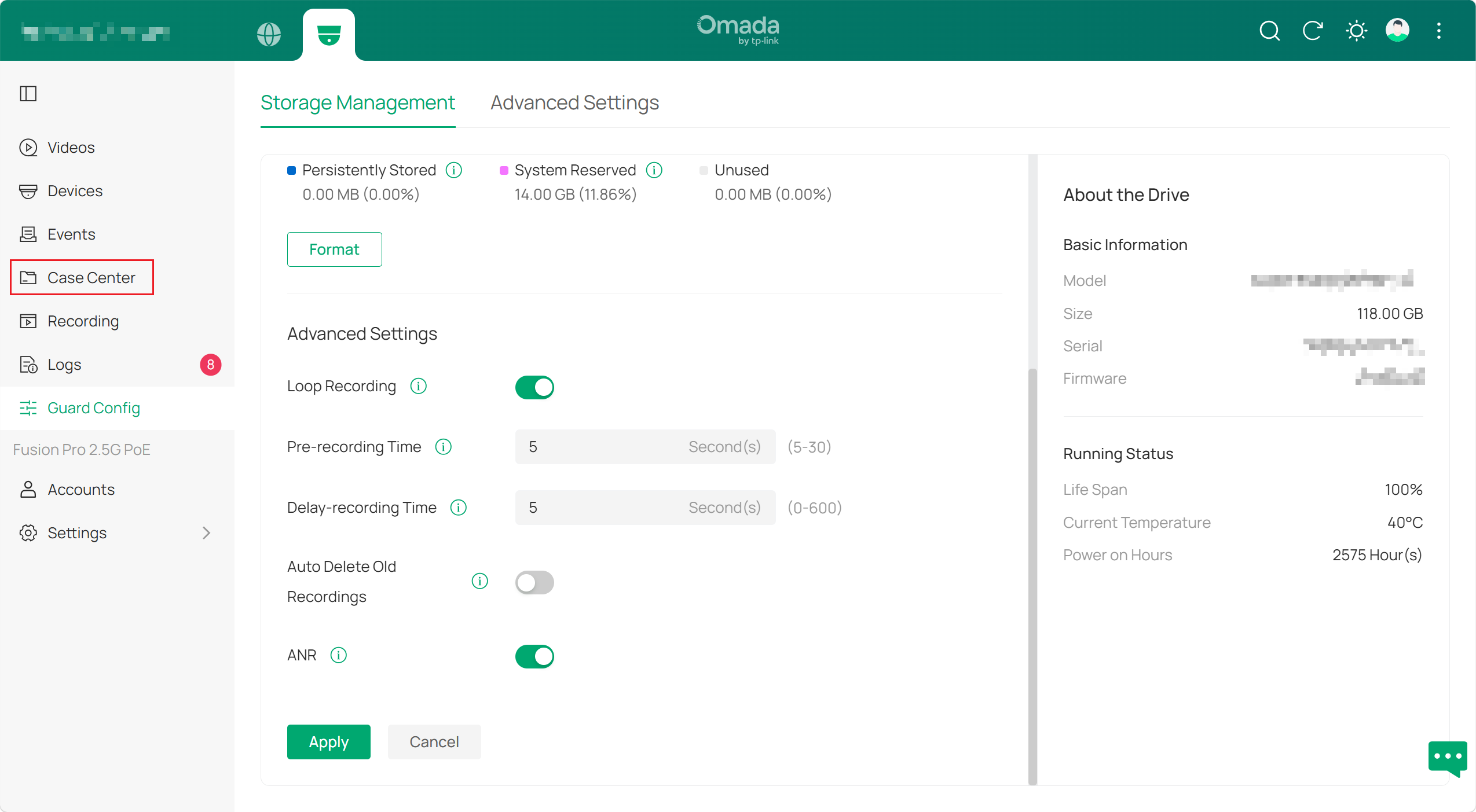 Case Center page in the Omada Guard interface.