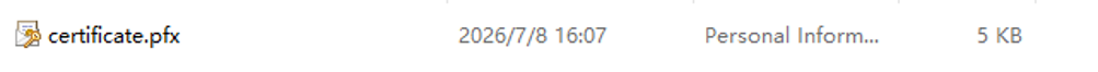 Shows the PFX file to look for in your directory.
