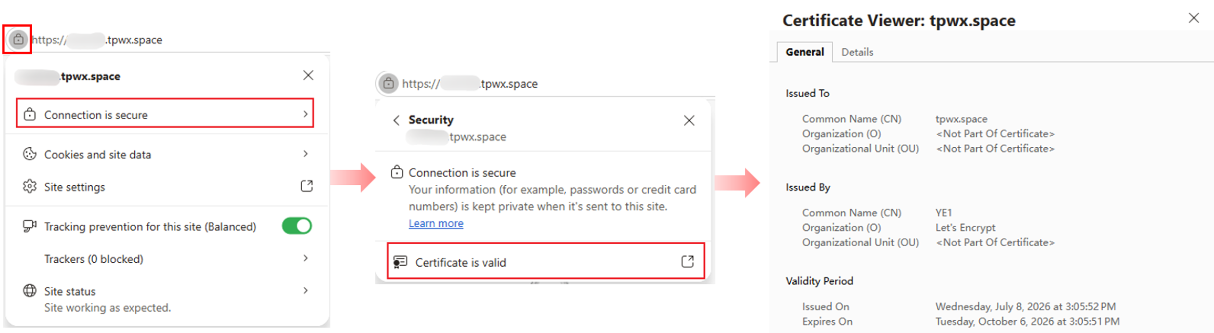 Browser showing a trusted HTTPS connection and certificate information for Omada Controller.