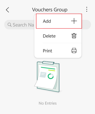 On the Vouchers Group page, tap Add to create a new voucher group