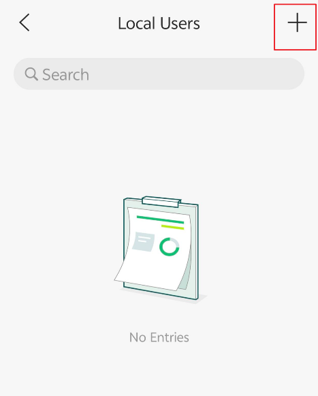 On the Local Users page, tap the icon in the top-right corner to add a local user