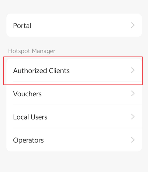 On the Authentication page, tap Authorized Clients to view authenticated clients