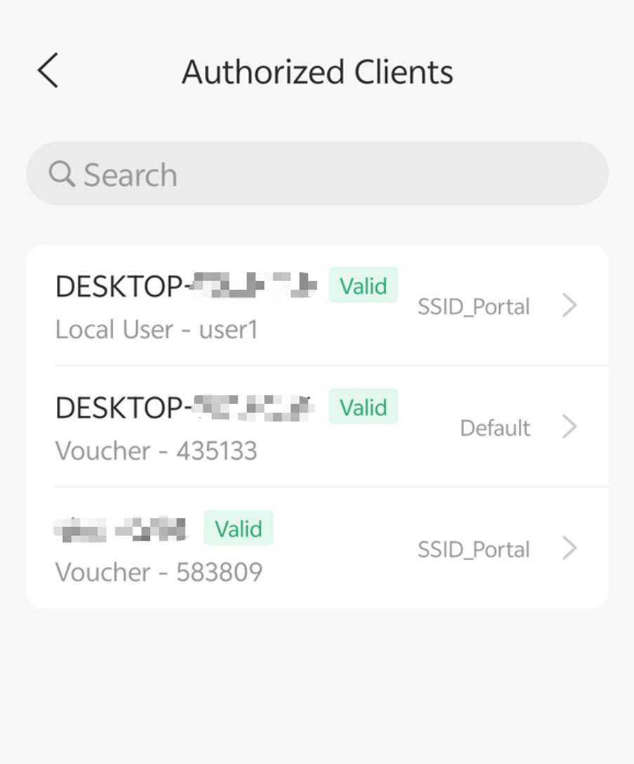 The Authorized Clients page displays all authenticated clients and their current authentication status