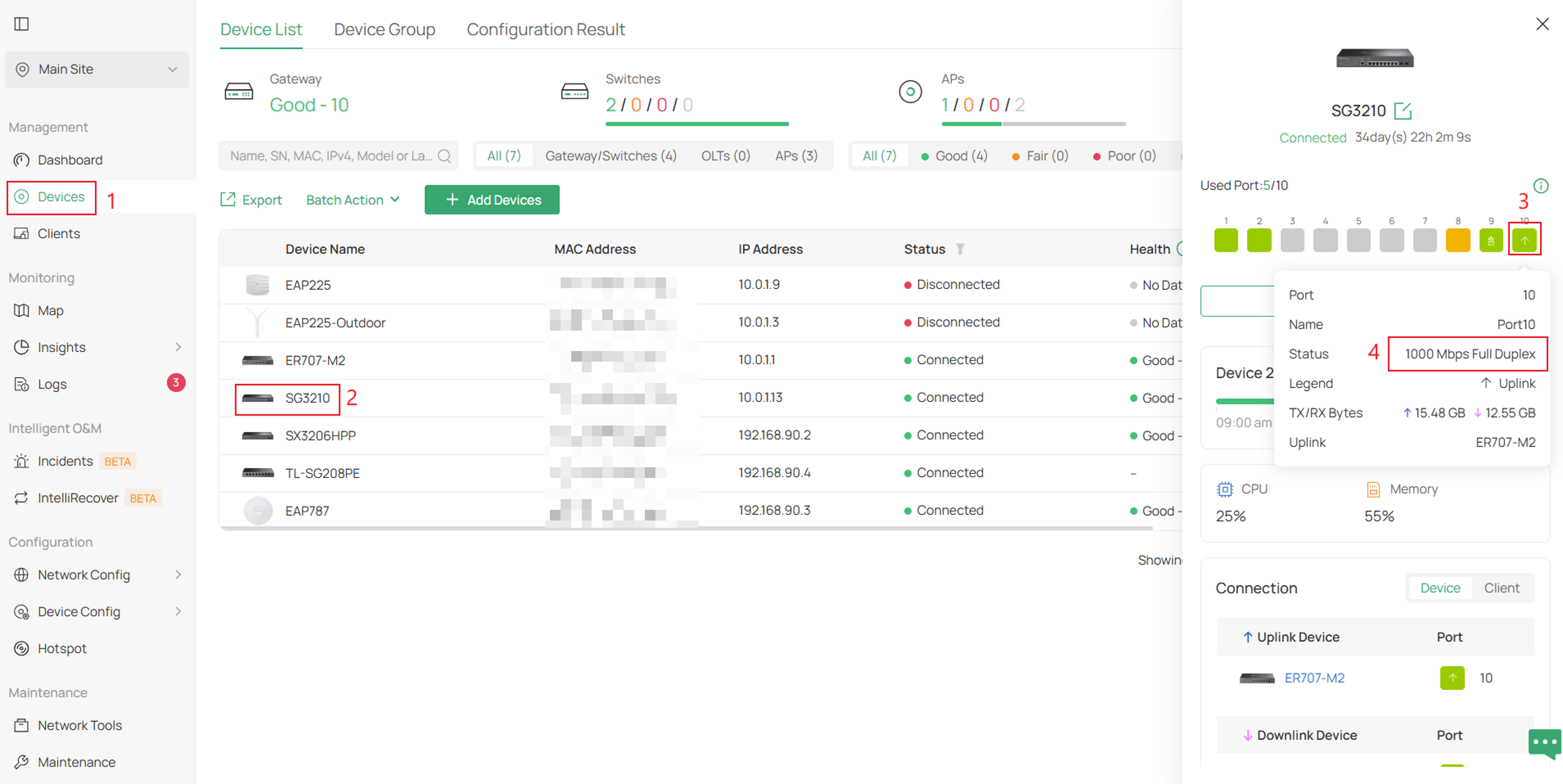 Check the current port status of the uplink.
