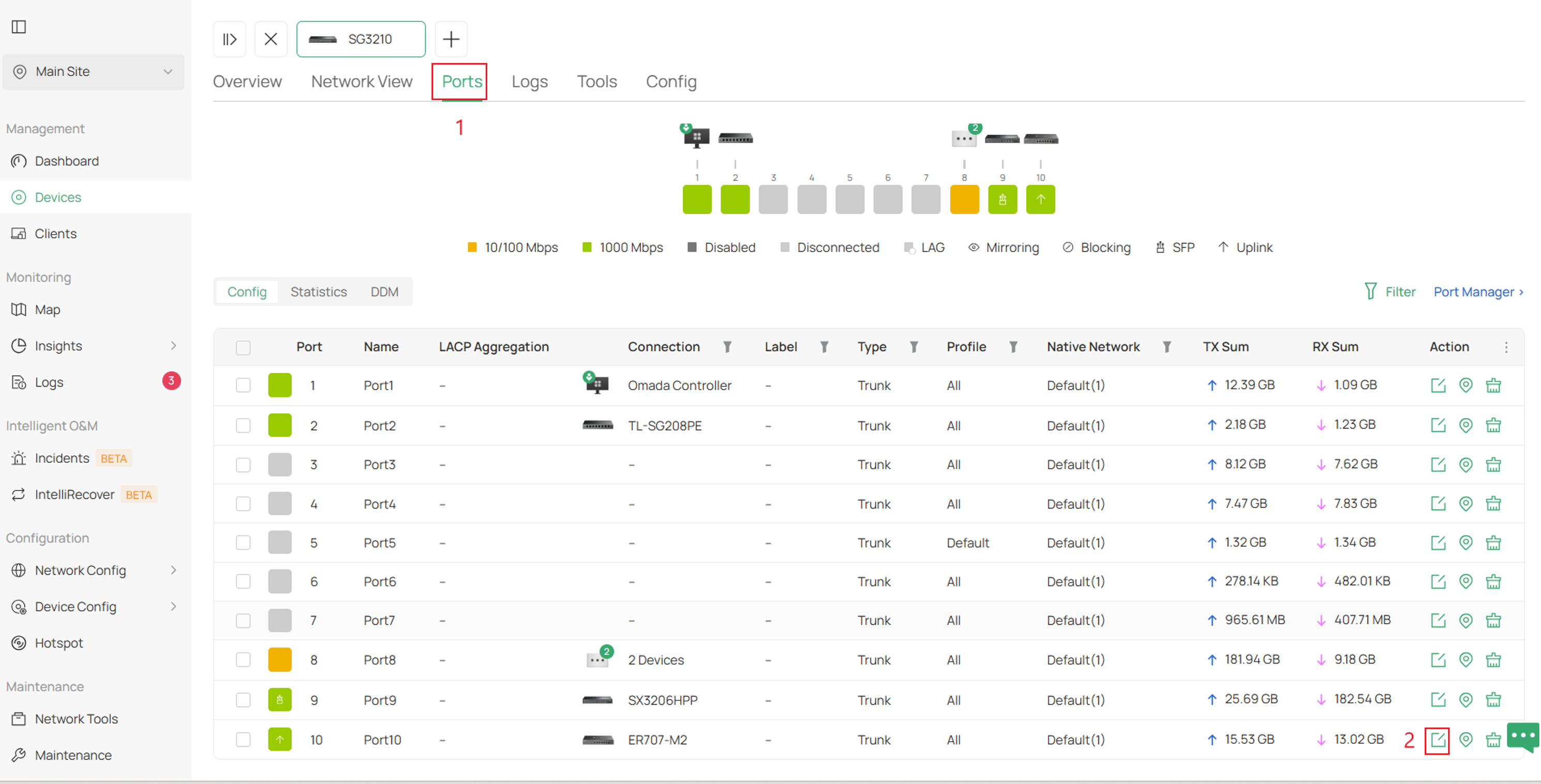 Edit the port to see current interface settings.