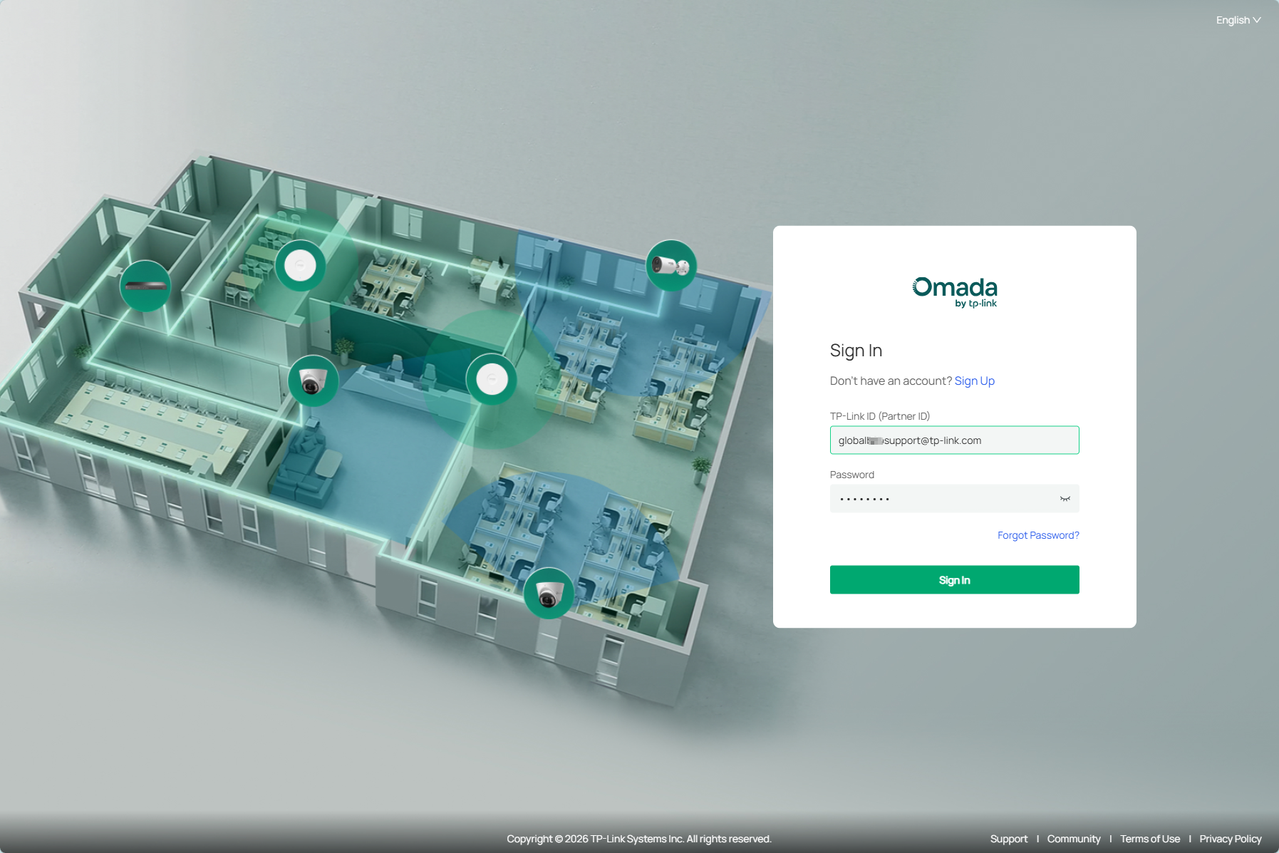 Sign-in page of Omada Design Hub for signing in with a TP-Link ID