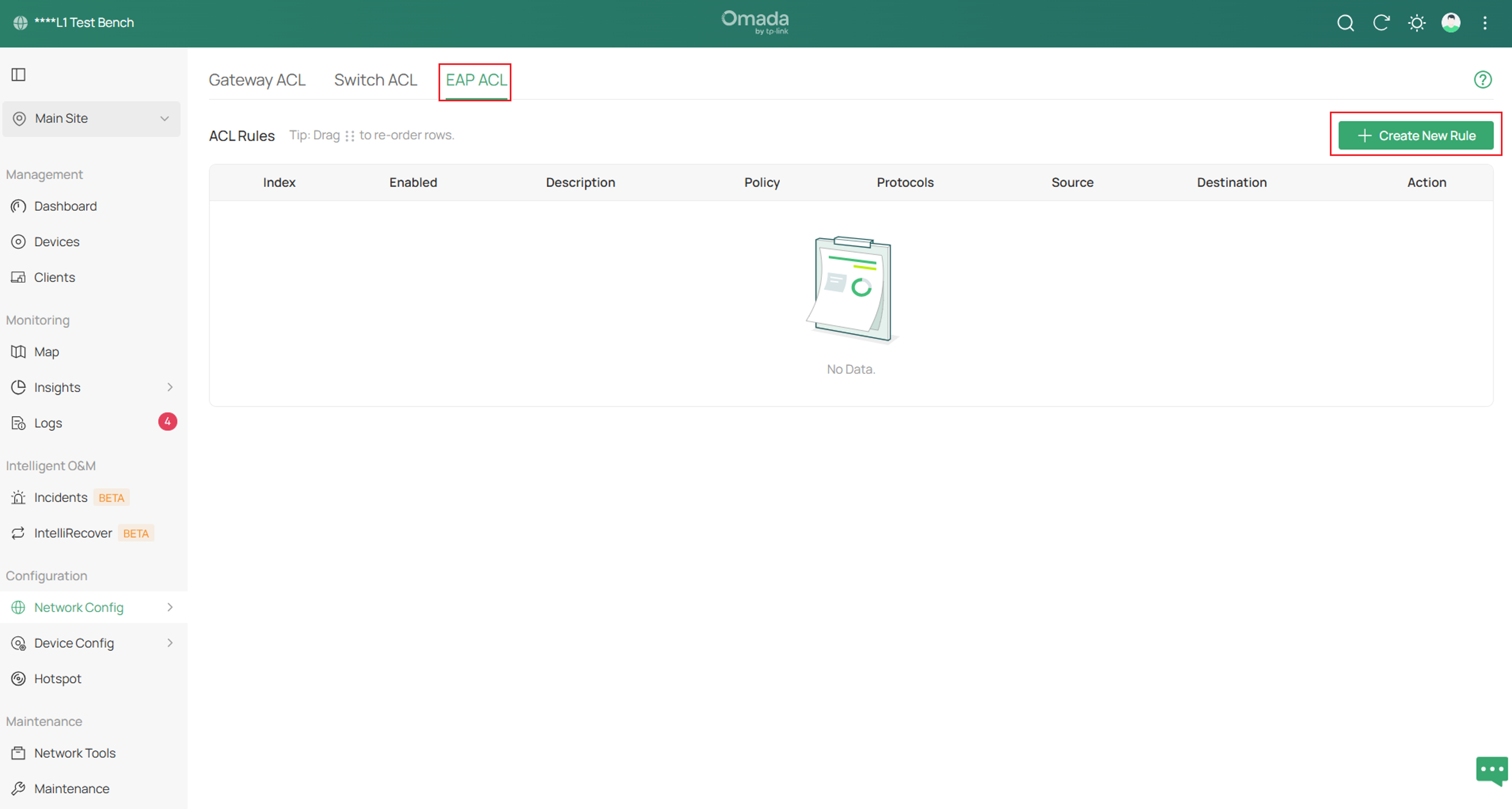 Navigate to the ACL settings on the Omada Controller.