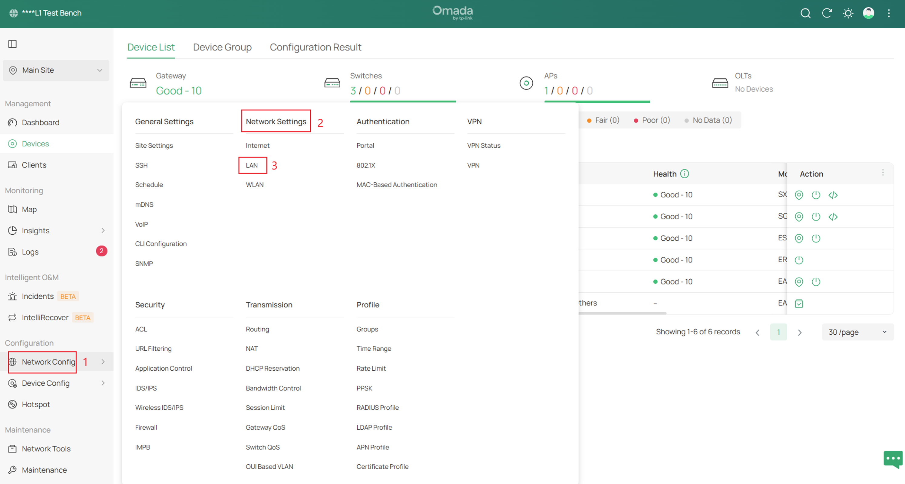 Navigate to the LAN settings of the controller.