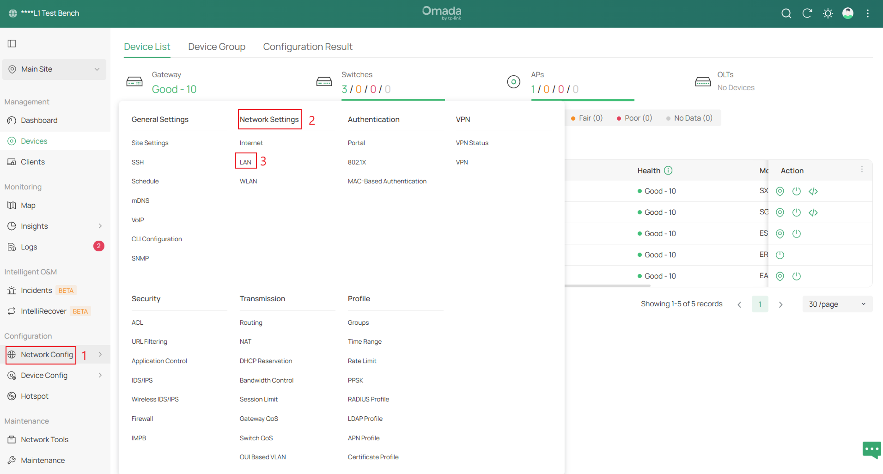 Navigate to the LAN settings of the controller.