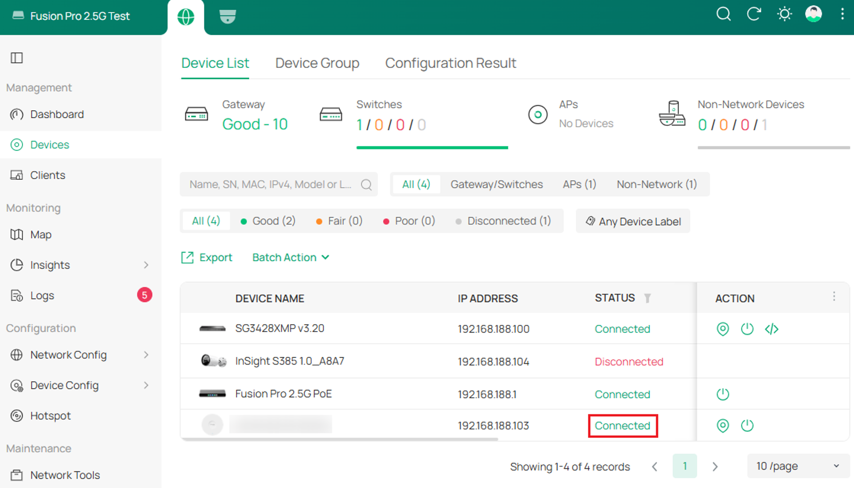 Omada controller device list highlighting a device in "Pending" status with the adopt button.