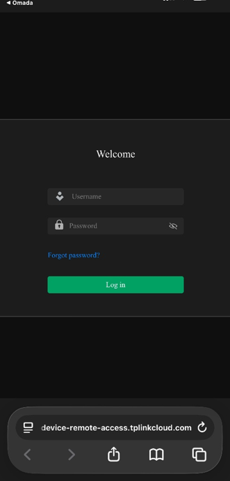 Device web interface opened in a browser through Remote Access.