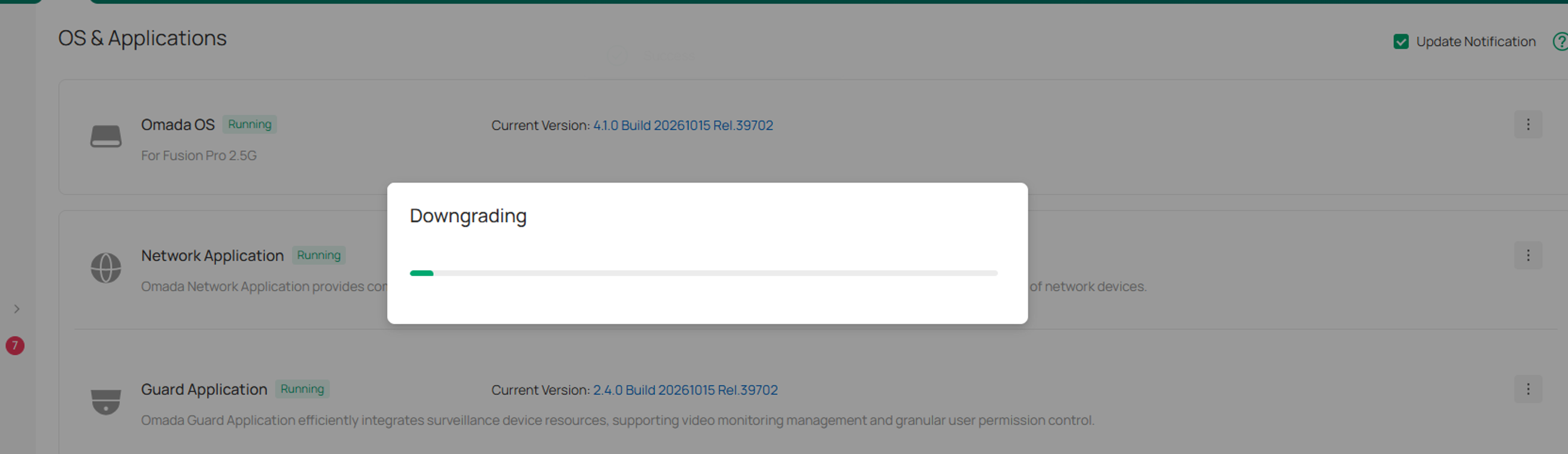 The downgrade process begins.