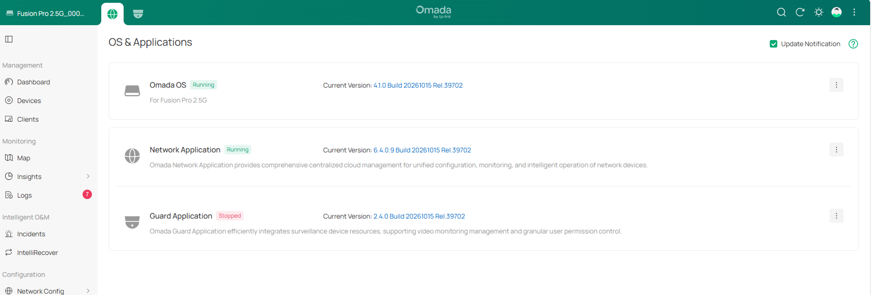 After the application is paused, the status is displayed as Stopped.
