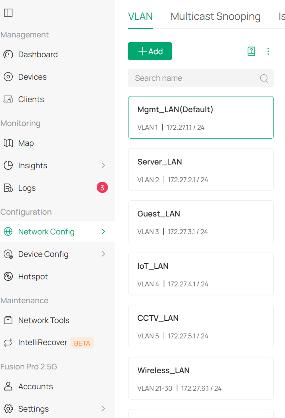 LAN settings page showing wired network configuration.
