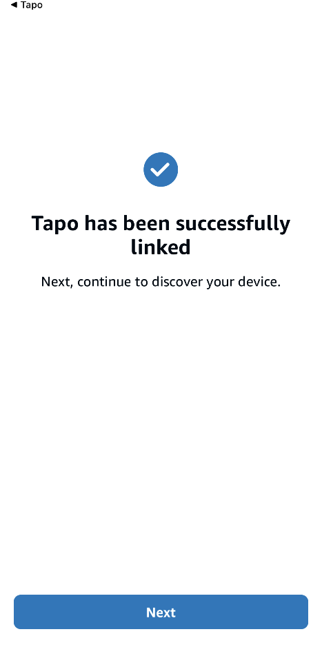 Tapo Link with Alexa Success Page.