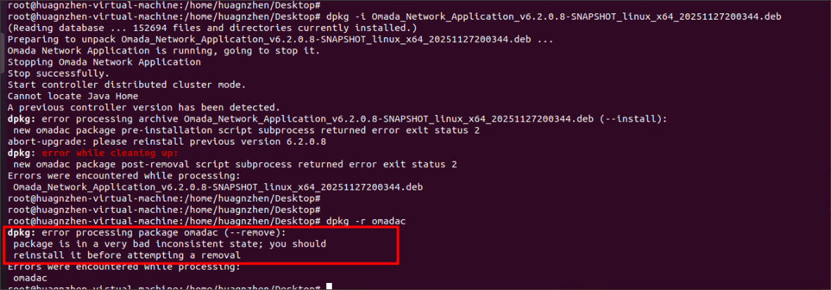 Display the error message.