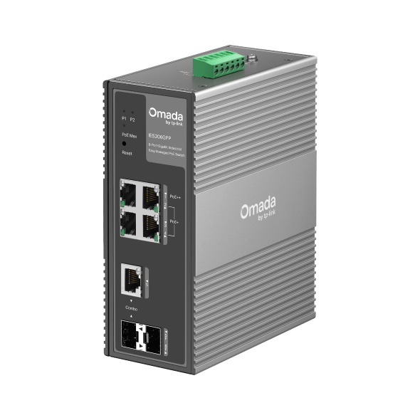 Omada 6-Port Gigabit Industrial Easy Managed Switch with 3-Port PoE+ and 1-Port PoE++