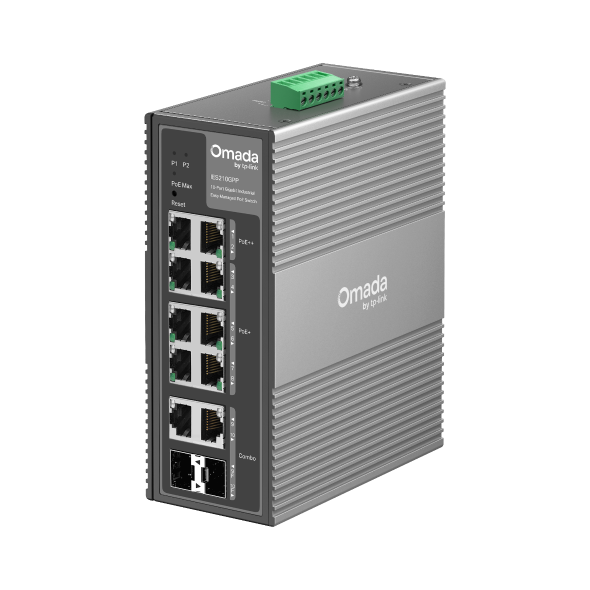 Omada 10-Port Gigabit Industrial Easy Managed Switch with 6-Port PoE+ and 2-Port PoE++