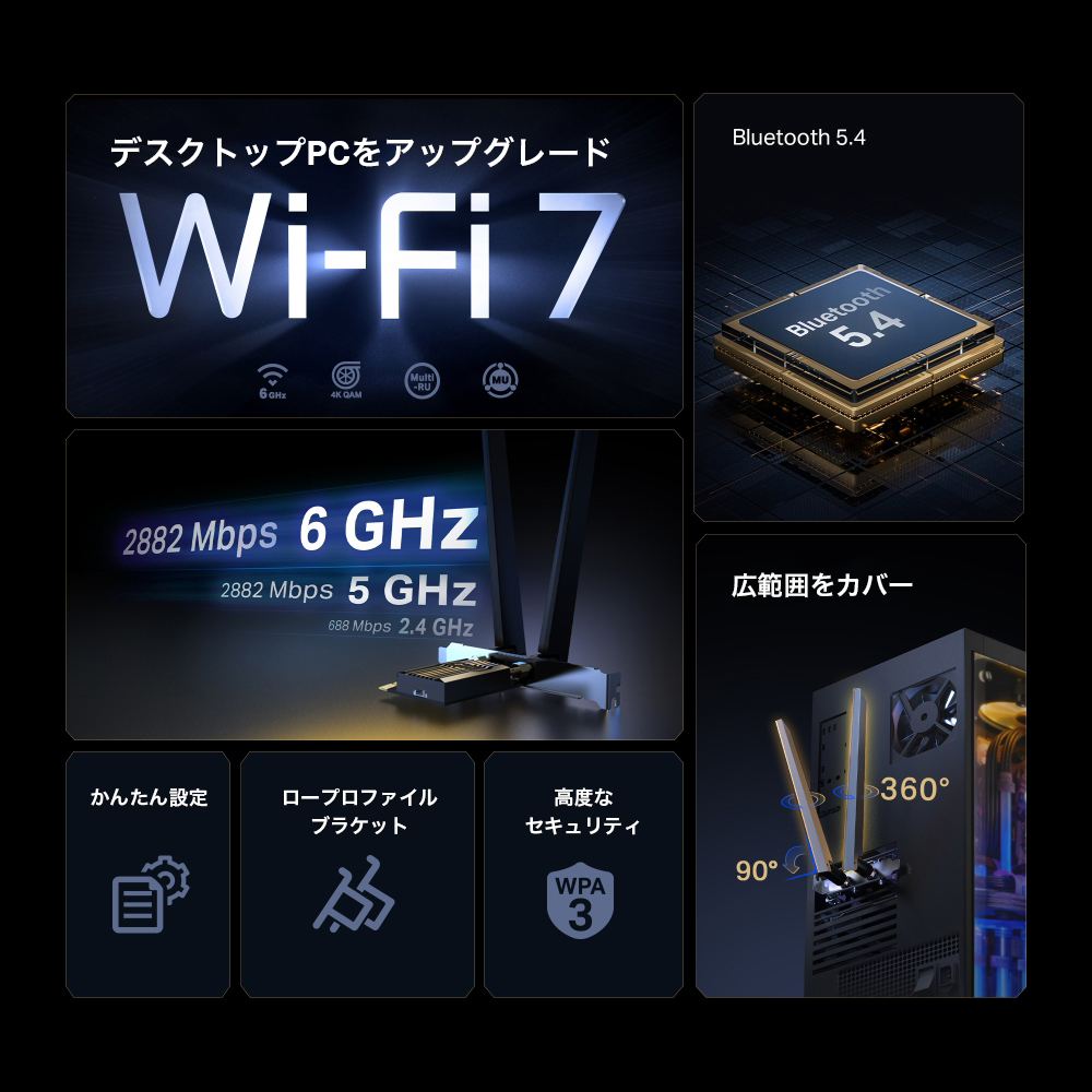 Archer TBE400E | BE6500 Wi-Fi 7 Bluetooth 5.4PCIeアダプター | TP 
